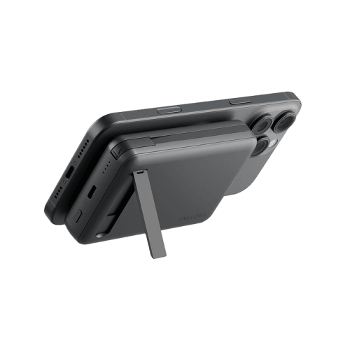Energea MagPac Pro Plus With MagSafe 10000mAh Power Bank With Built-in Cable and Stand - Gunmetal / Black