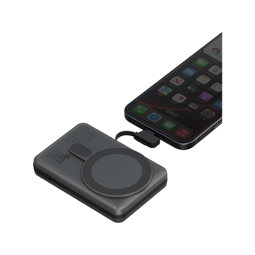 Energea MagPac Pro Plus With MagSafe 10000mAh Power Bank With Built-in Cable and Stand - Gunmetal / Black