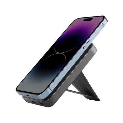 Energea MagPac Grip With Magsafe Compatible Power Bank With Stand 10000mAh - Gunmetal