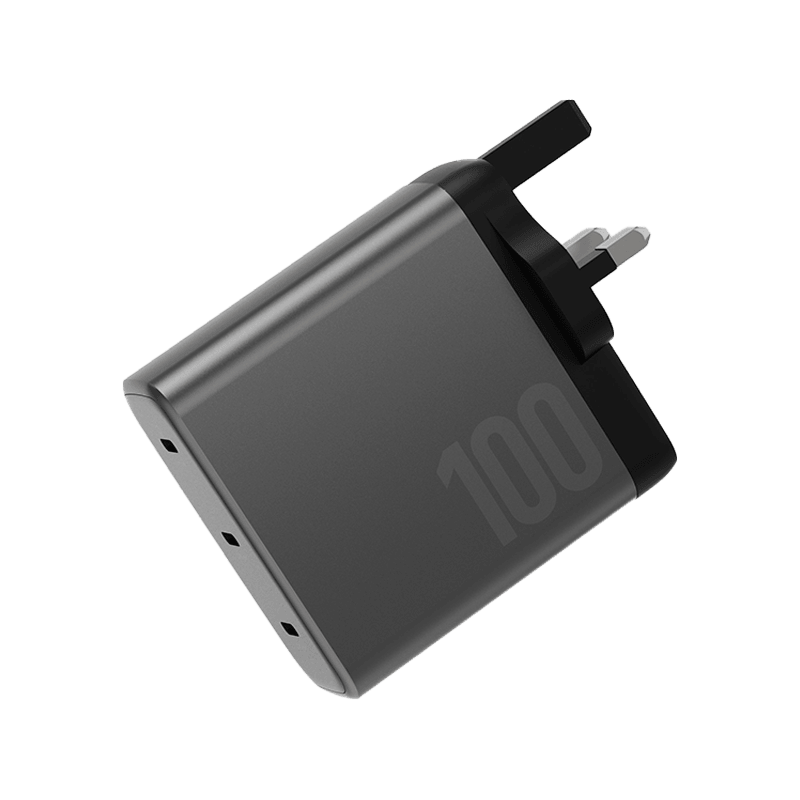 Energea Ampcharge 3-Port USB-C  100W GaN Wall Charger - Gunmetal