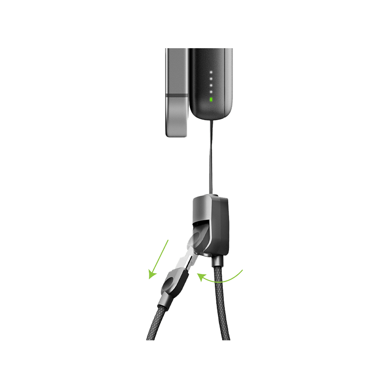 Energea Magpac Loop 10K Magsafe Compatible Power Bank With USB-C Cable Strap 10000mAh - Gunmetal