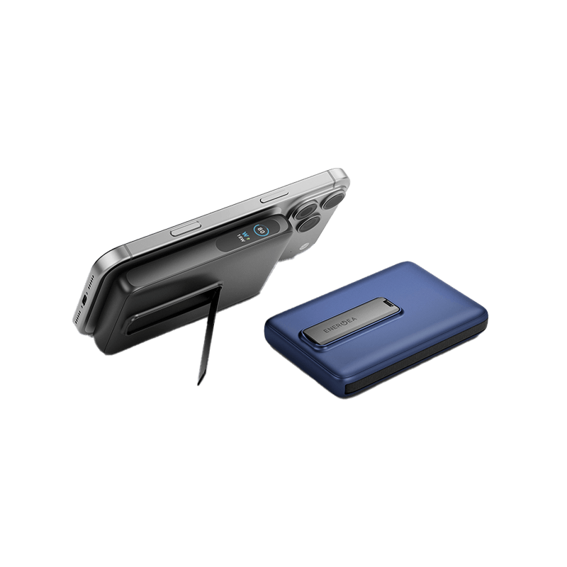 Energea Magpac Ultra Qi2 Magsafe Compatible Power Bank With Built-in Cable and Stand PD 35W 10000mAh - Gunmetal