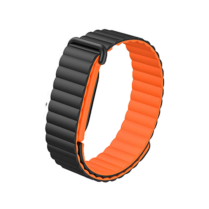 Machino Silicon Magnetic Band for Fitbit Air - Black + Orange