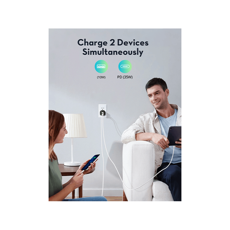 RavPower 1-Port USB-C and 1-Port USB-A PD 45W GaN Wall Charger - Black