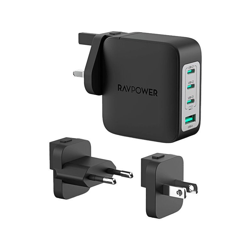 RavPower 3-Port USB-C and 1-Port USB-A PD140W Wall Charger - Black