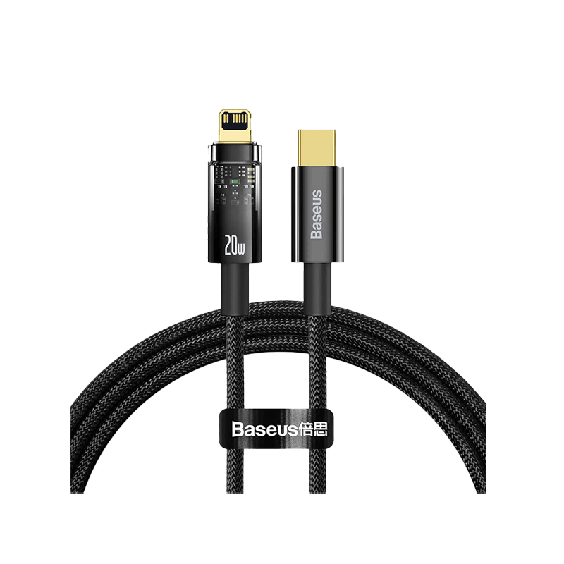 Baseus Explorer Series USB-C to Lightning 20W Auto Power-OFF Fast Charging Cable 2M - Black