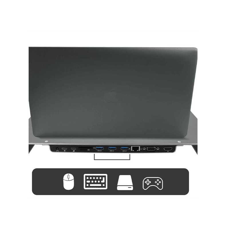 Swissten Dock Aluminium Laptop Stand With USB-C Hub - Silver