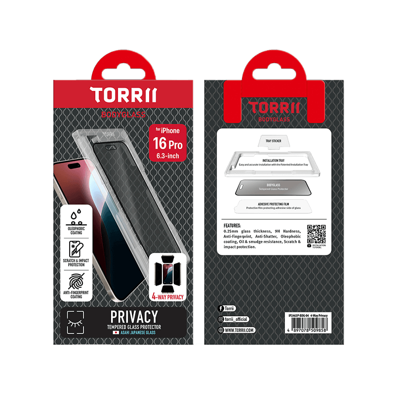 Torrii BodyGlass 4-Way Privacy Screen Protector for iPhone 16 Pro