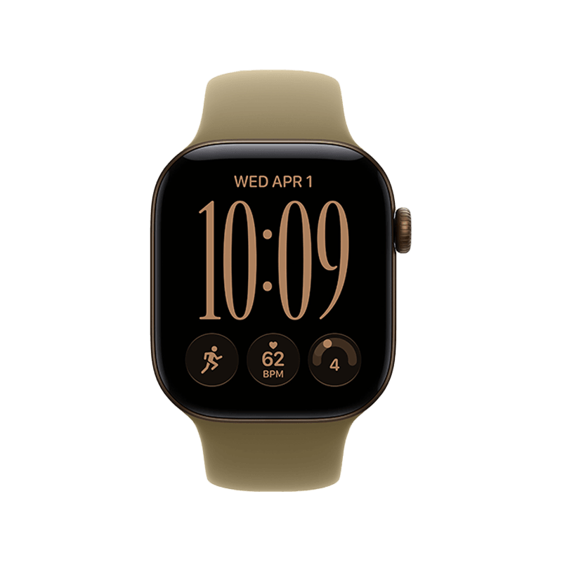 Apple Watch Series 12 GPS 46mm Dark Bronze Aluminium Case with Olive Sport Band - S/M