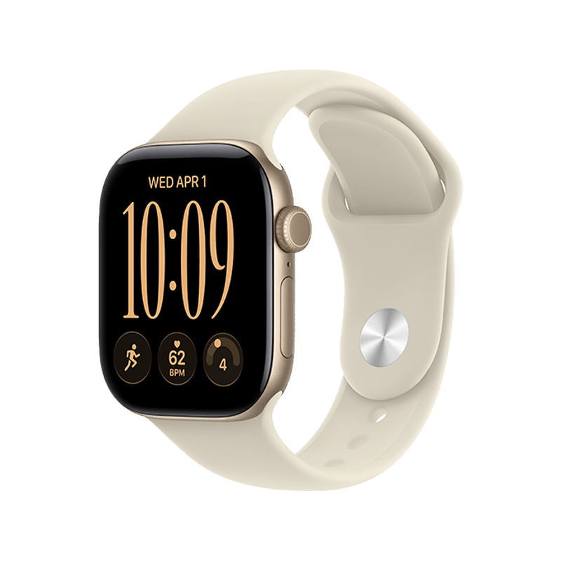 Apple Watch Series 12 GPS 46mm Light Gold Aluminium Case with Sand Sport Band - S/M