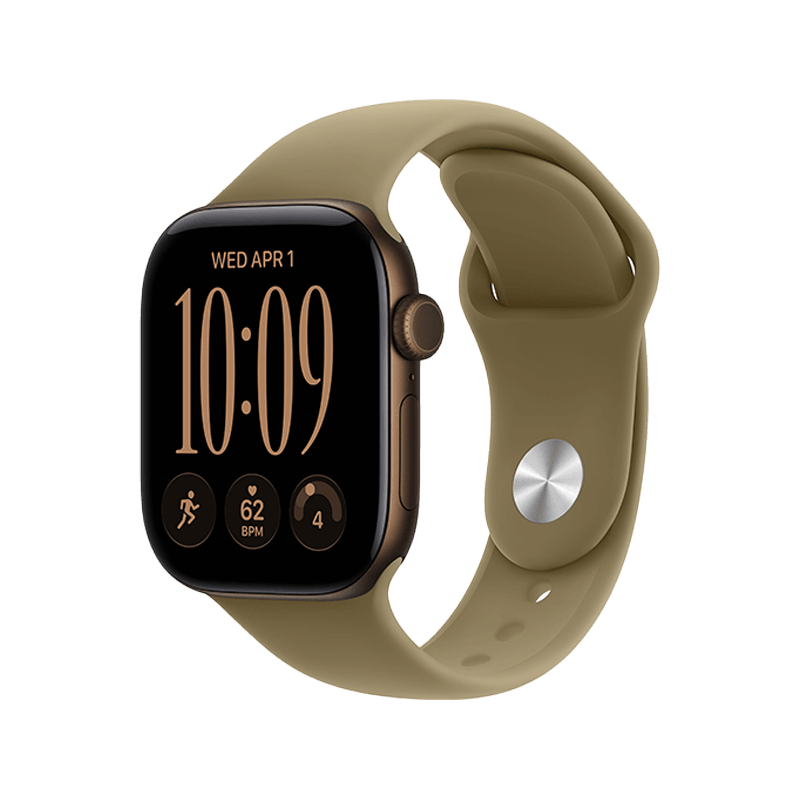 Apple Watch Series 12 GPS + Cellular 42mm Dark Bronze Aluminium Case with Olive Sport Band - M/L
