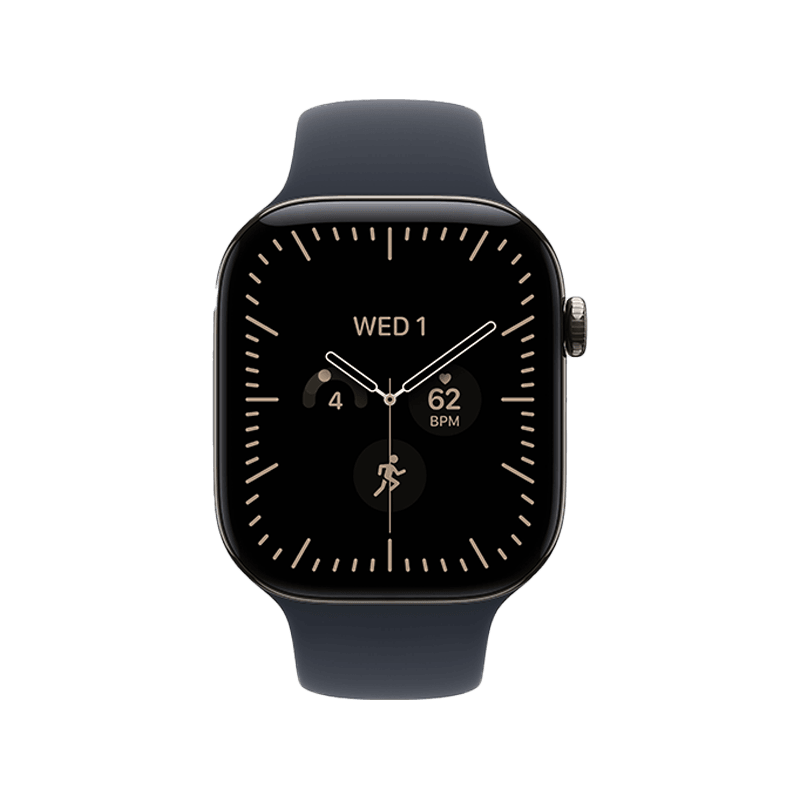 Apple Watch Series 12 GPS + Cellular 46mm Natural Titanium Case with Navy Blue Sport Band - M/L