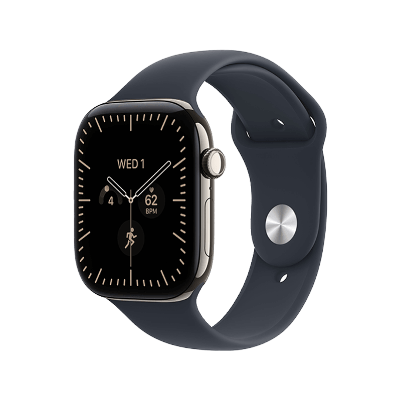 Apple Watch Series 12 GPS + Cellular 46mm Natural Titanium Case with Navy Blue Sport Band - M/L