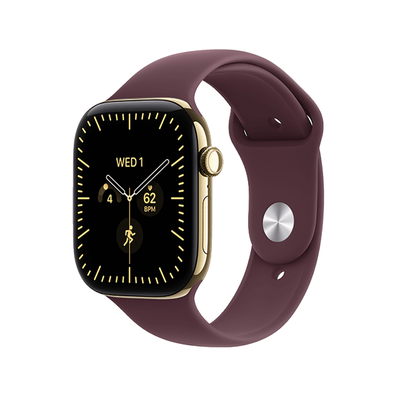 Apple Watch Series 12 GPS + Cellular 46mm Radiant Gold Titanium Case with Burgundy Sport Band - M/L