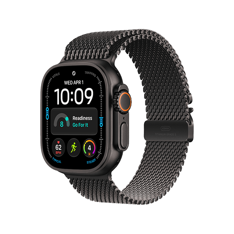 Apple Watch Ultra 4 GPS + Cellular 49mm Black Titanium Case with Black Titanium Milanese Loop - M