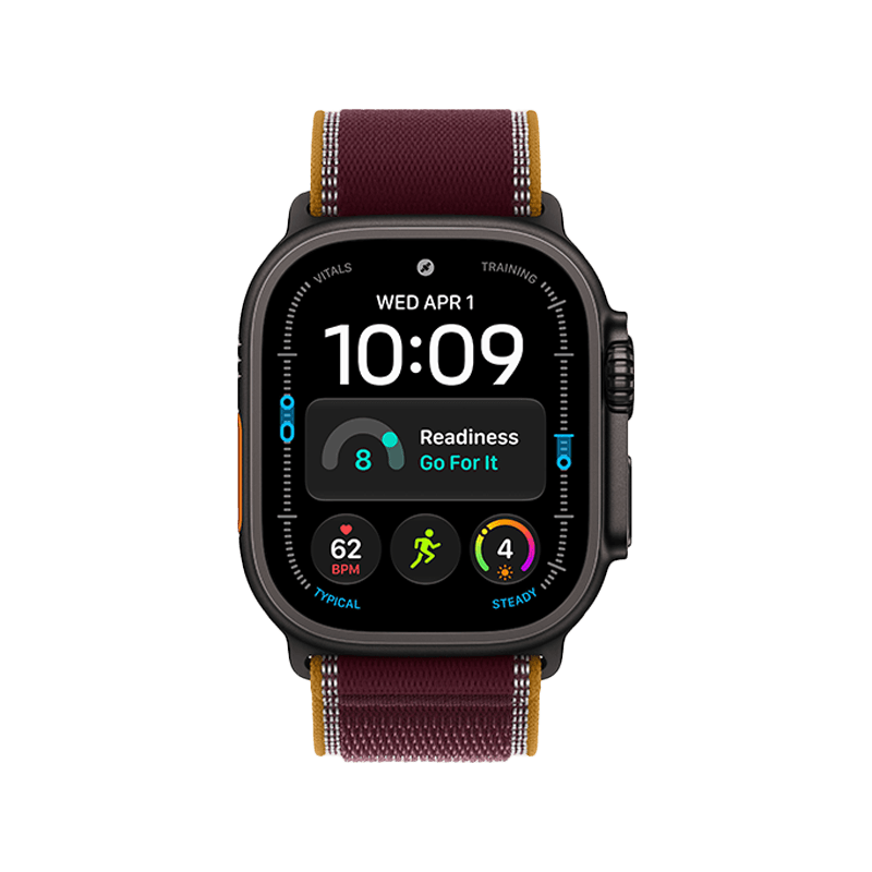 Apple Watch Ultra 4 GPS + Cellular 49mm Black Titanium Case with Burgundy Trail Loop - S/M