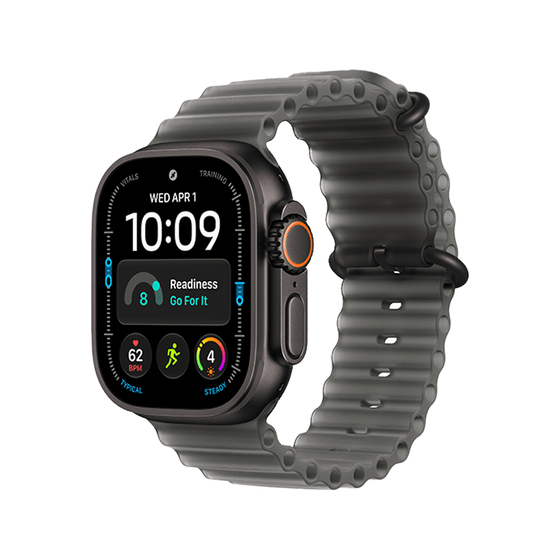 Apple Watch Ultra 4 GPS + Cellular 49mm Black Titanium Case with Translucent Black Ocean Band
