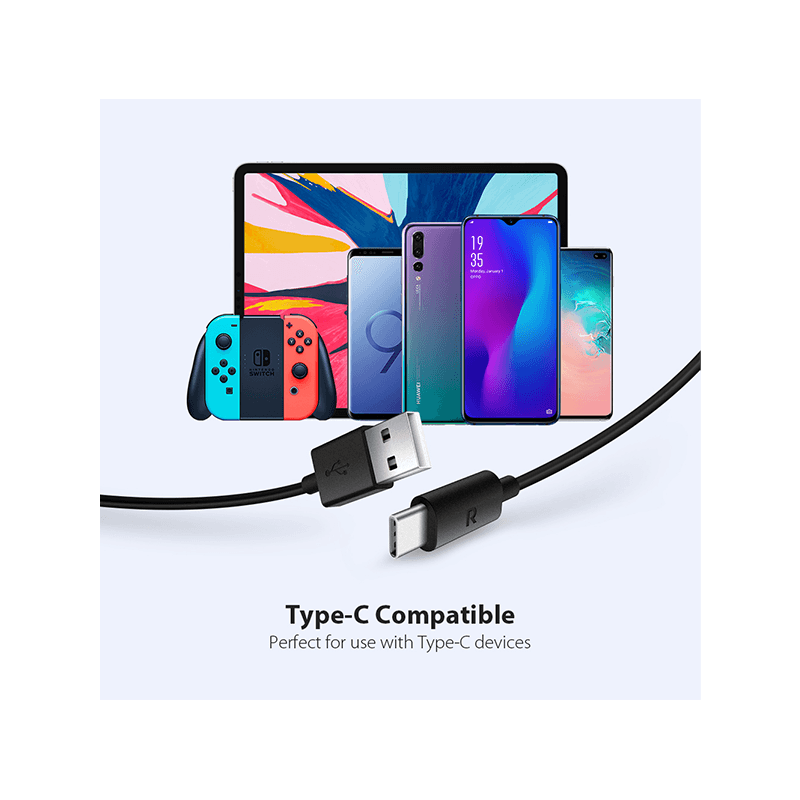 RavPower USB-A to USB-C Cable 1m - Black