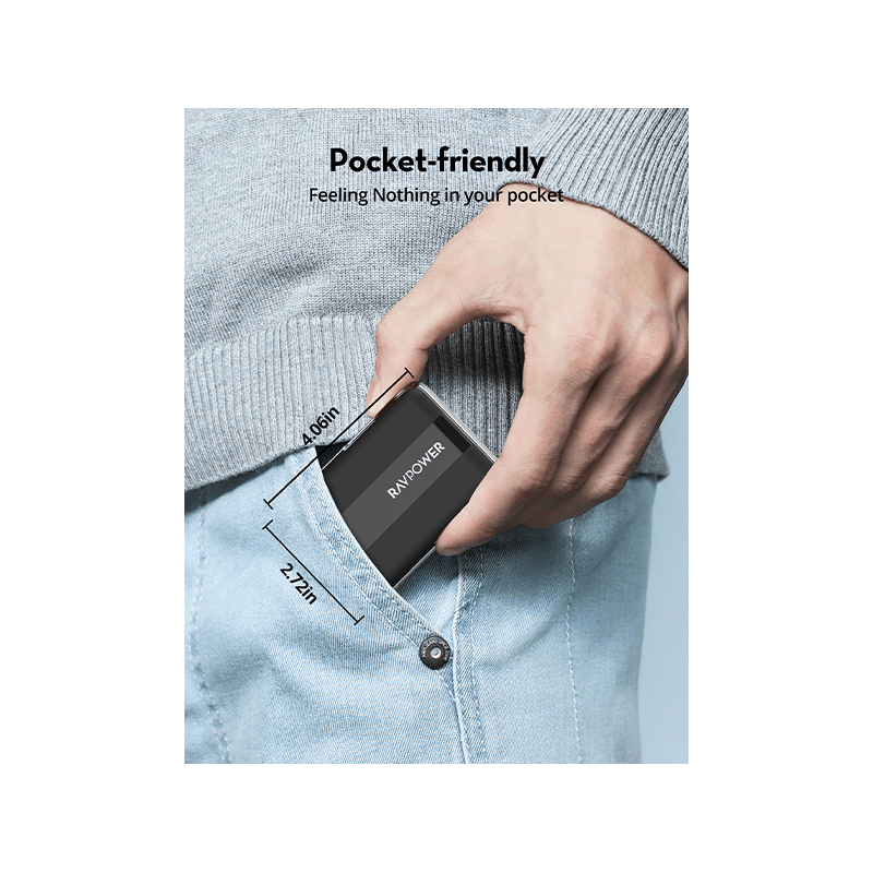 RavPower 10000mAh PD 15W Wireless Power Bank - Black