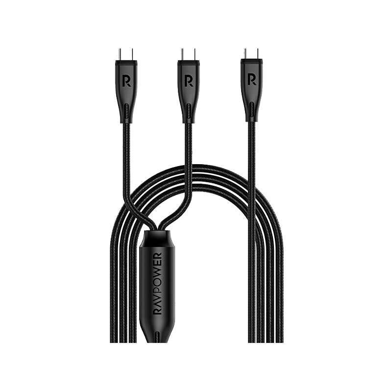 RavPower 2 in 1 USB-C to USB-C & USB-C Cable 1.2m  - Black