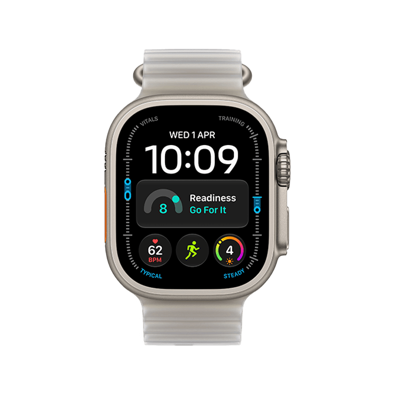 Apple Watch Ultra 4 GPS + Cellular 49mm Natural Titanium Case with Translucent Grey Ocean Band