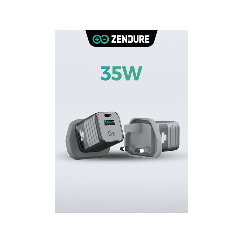 Zendure 1-Port USB-C and 1-Port USB-A 35W Wall Charger - Silver/Black