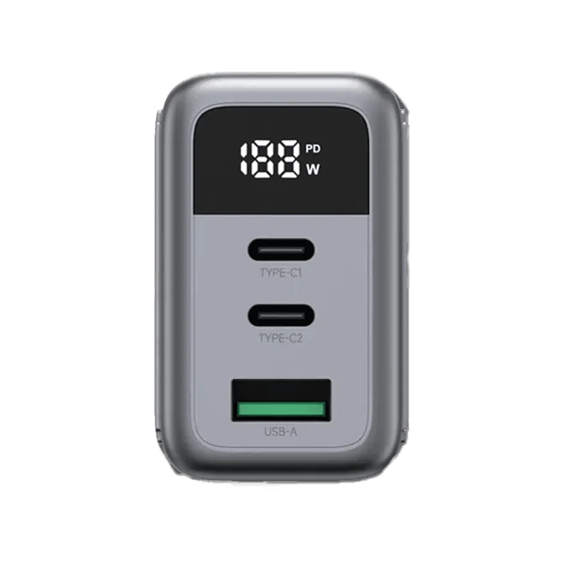 Zendure 2-Port USB-C and 1-Port USB-A 65W Wall Charger - Dark Grey