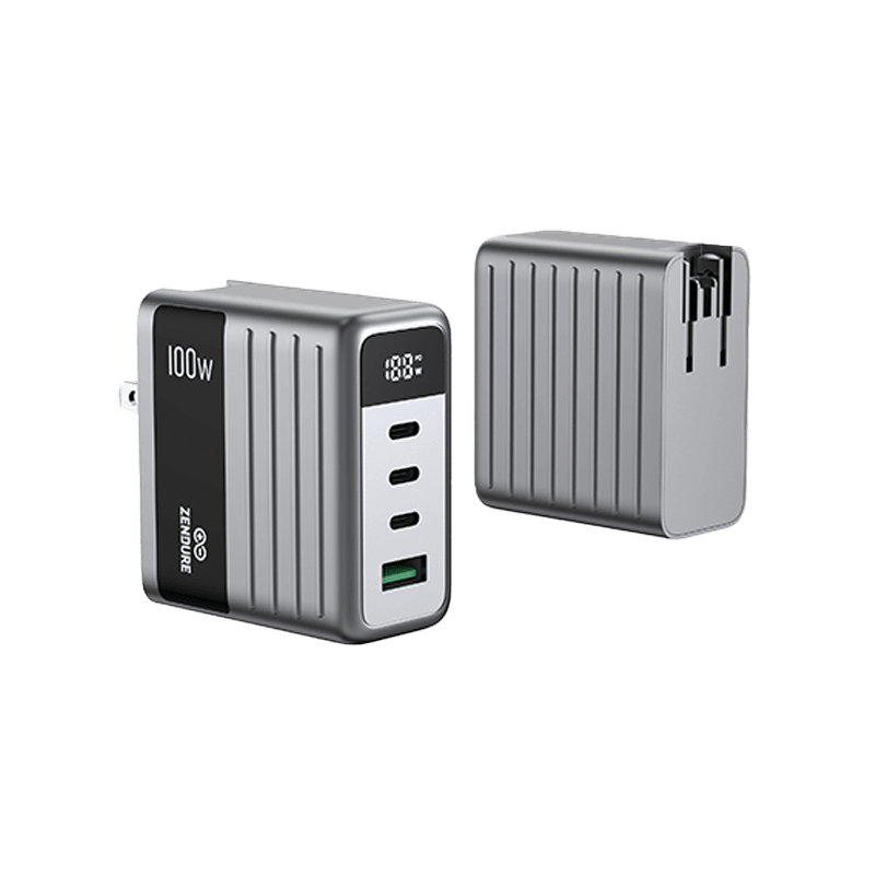 Zendure 3-Port USB-C and 1-Port USB-A 100W Wall Charger - Dark Grey