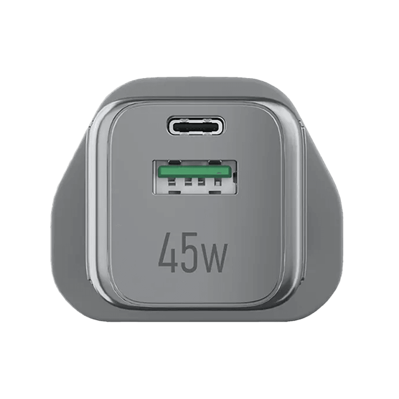 Zendure SuperMini Hybrid 1-Port USB-C and 1-Port USB-A 45W Fast Wall Charger - Silver/Black
