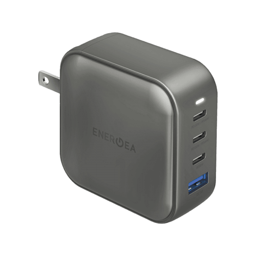 Energea TravelWorld 3-Port USB-C PD and 1-Port USB-A GaN 100W Travel Adapter - Gunmetal