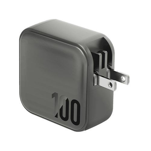 Energea TravelWorld 3-Port USB-C PD and 1-Port USB-A GaN 100W Travel Adapter - Gunmetal