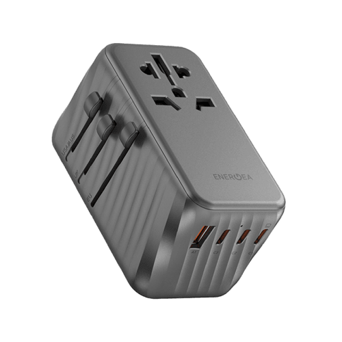Energea TravelWorld 3-Port USB-C and 1-Port USB-A GaN 120W Travel Adapter - Gunmetal