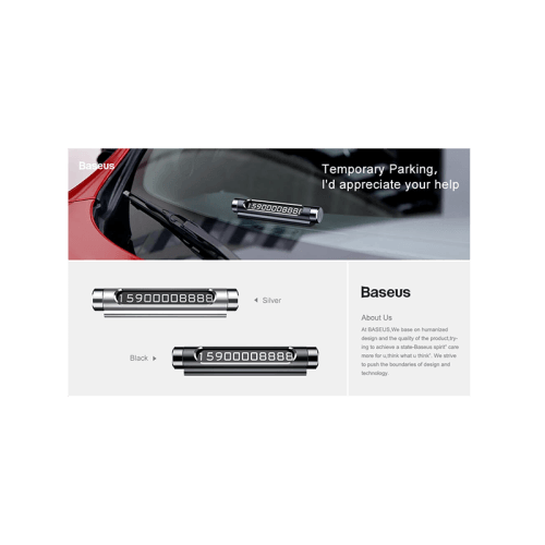 Baseus Temporary Parking Number Card - Black