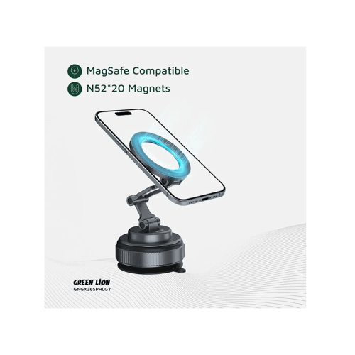 Green Lion GX-36 360° Rotation MagSafe Vacuum Suction Phone Holder - Grey