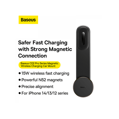 Baseus C02 Pro Magnetic Wireless Charging Car Mount - Cluster Black