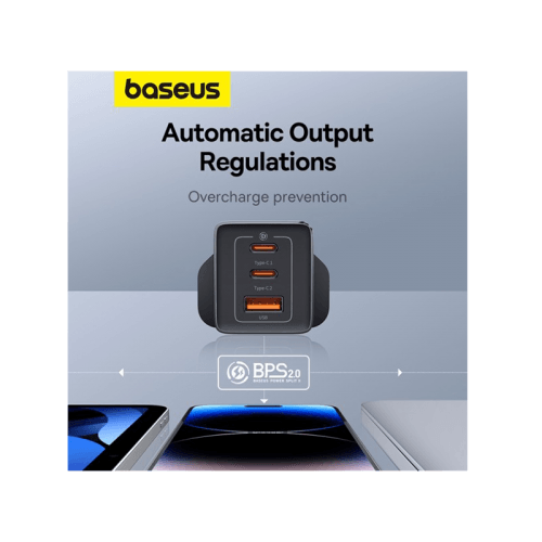 Baseus GaN5 Pro 2-Port USB-C and 1-Port USB-A 65W Wall Charger - Cluster Black (Baseus Xiaobai USB-C to USB-C 100W Cable 1m - Black)