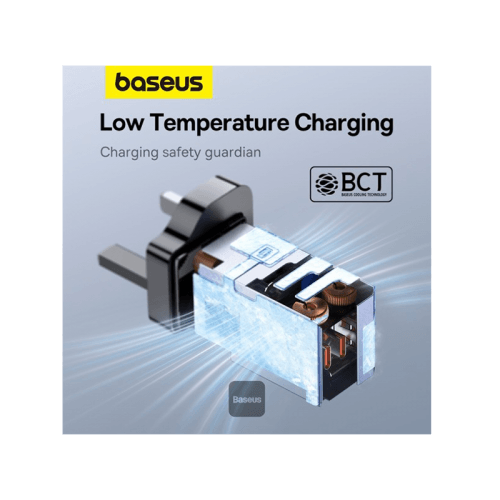 Baseus GaN5 Pro 2-Port USB-C and 1-Port USB-A 65W Wall Charger - Cluster Black (Baseus Xiaobai USB-C to USB-C 100W Cable 1m - Black)