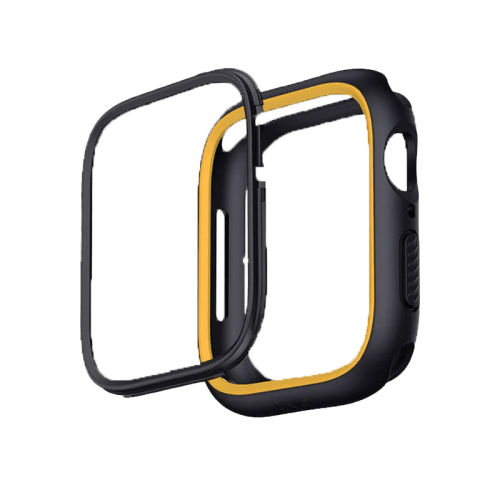 Uniq Moduo Case For Apple Watch With Interchangeable Bezel 45/44 mm - Black/Mustard