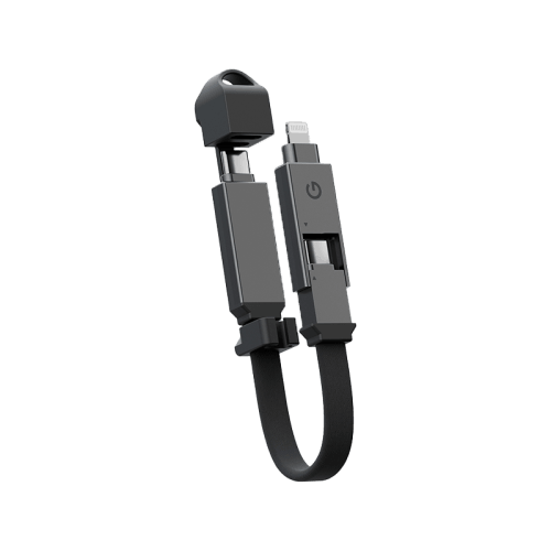 Energea Sheath 2 in 1 USB-C to USB-C + Lightning 480Mbps 60W 15cm Cable - Gunmetal