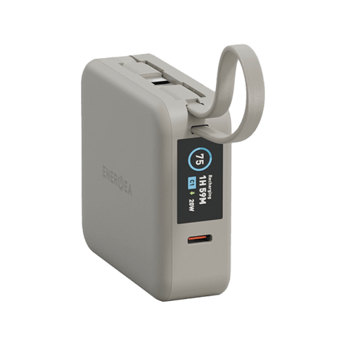 Energea Magpac Mini Plus Wireless Power Bank 10000mAh With Build in USB-C Cable & Display - Sand