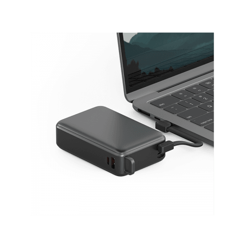 Energea Compac Ultra 67W PD 20000mAh Power Bank With Built-in USB-C Cable - Gunmetal