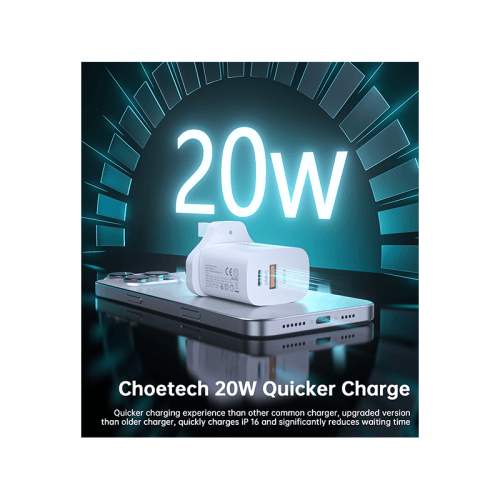 Choetech  1-Port USB-C + USB-A PD 20W Wall Charger - White
