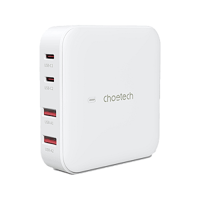 Choetech 2-Port USB-C and 2-Port USB-A GaN 100W Desktop Charger - White