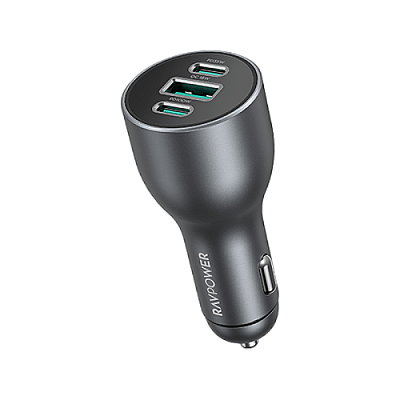 RavPower 2 - Port USB-C and 1 - Port USB-A PD 100W Car Charger - Grey