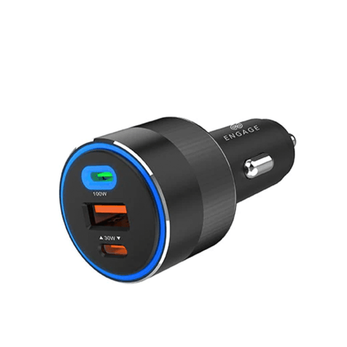Engage 2-Port USB-C and 1-Port USB-A 130W Car Charger - Black