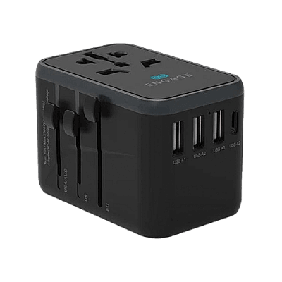 Engage 2-Port USB-C PD and 3-Port USB-A 45W Universal Travel Adapter - Black