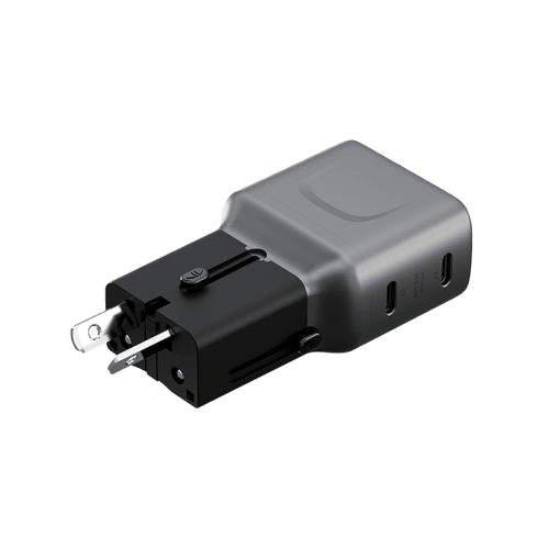 Energea TravelGo 2-Port USB-C 65W PD Travel Adapter - Gunmetal