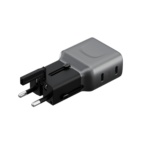 Energea TravelGo 2-Port USB-C 65W PD Travel Adapter - Gunmetal
