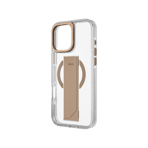 Uniq Hybrid Heldro Max MagSafe Case with Camera Stand for iPhone 16 Pro Max – Taupe Gold