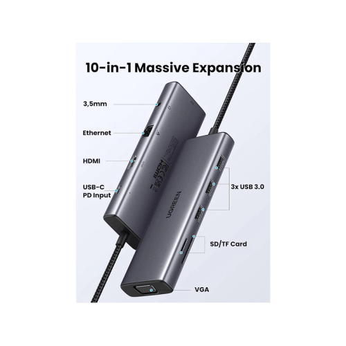 يوجرين - هب USB-C متعدد الوظائف - رمادي
